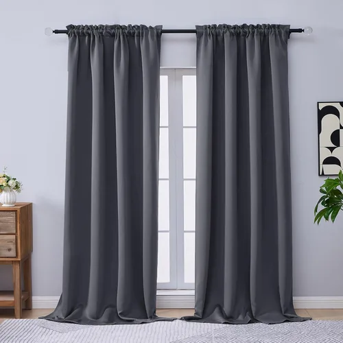 Miniatura 216 de OVZME Cortinas opacas turquesa para tratamiento de ventanas pequeñas, cortinas cortas con bloqueo de luz para ventana de cocina sobre el fregadero
