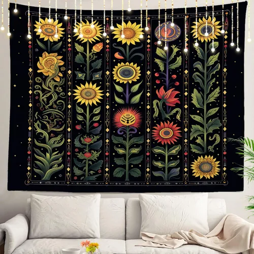 Miniatura 93 de Shrahala Tapiz japonés para colgar en la pared, moderno patrón abstracto de hojas, tapiz grande para dormitorio y sala de estar