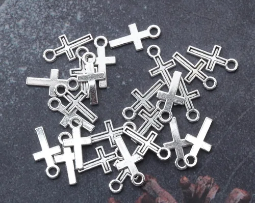 Miniatura 7 de 50 piezas de mini dije de cruz de metal para hacer joyas, encontrar collares, pulseras, aretes, llavero, idea de regalo de bricolaje, accesorios