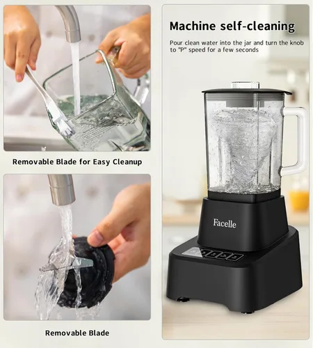 Miniatura 5 de Batidora de batidos, licuadora de encimera Facelle para cocina, licuadora de vidrio de 55 onzas para batidos y batidos, Licuadora, licuadora