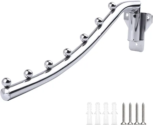 QBYVQQN Colgador de ropa de montaje en pared con brazo oscilante, ganchos de acero inoxidable para ropa, estante de tela, organizador de 15.75