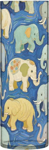 Jarrón de plástico de pintura artística de elefante azul, 11.8 x 3.9 pulgadas, portavelas flotante decorativo para huracanes, moderno, comedor,