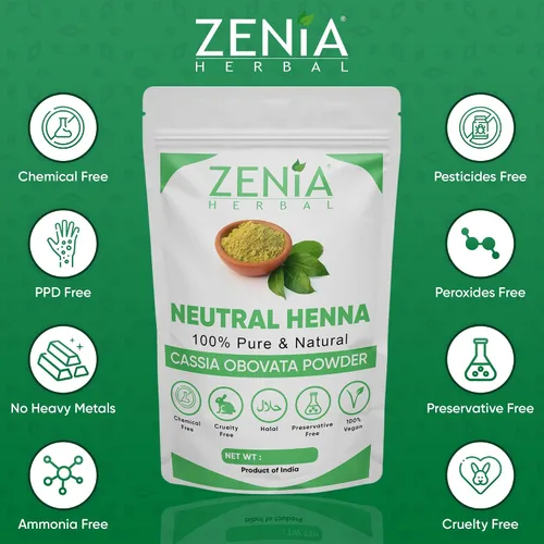 Miniatura 3 de Zenia 100% Pure Neutral Henna Powder (Cassia Obovata) 100g Colorless Henna for Hair Natural Hair Conditioner for Silky, Soft & Shiny Hair
