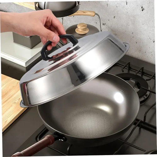 Miniatura 6 de Tapa redonda de acero inoxidable para cocinar al vapor para cocinar a la plancha y parrilla, utensilios de cocina versátiles para parrilla superior