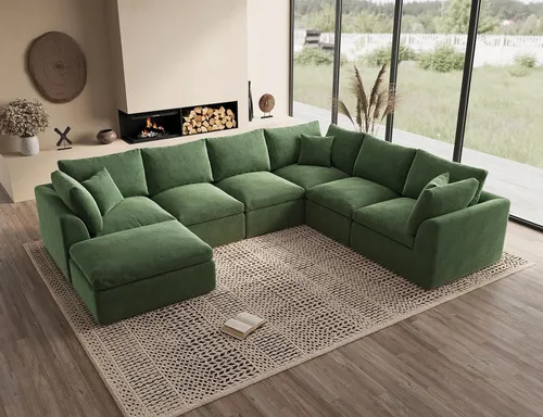 Miniatura 30 de ohllob Sofás seccionales Cloud de 110 pulgadas para sala de estar, sofá deshuesado en forma de L con otomana, sofá modular de 3 plazas, color negro