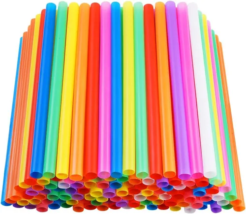 200 pajitas grandes para batidos, coloridas y desechables de plástico con boca ancha para licuados (0.43" de diámetro y 8.2" de largo) 8 colores