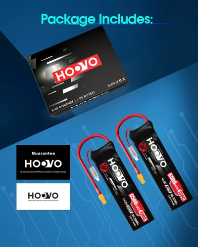 Miniatura 8 de HOOVO Batería Lipo 4S de 14.8 V 6500 mAh 130C RC, Softcase con enchufe XT60 para Maxx X-Maxx RC auto, camión, buggy crawler avión, barco RC, 2