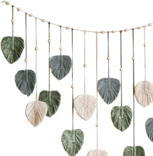 Miniatura 4 de Tapiz tejido de macramé para colgar en la pared, estilo bohemio, con clips para fotos, decoración del hogar, decoración de pared nórdica, borlas