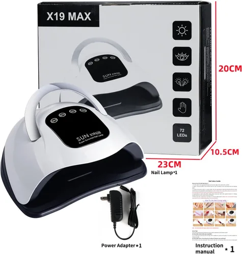 Miniatura 8 de Lámpara de uñas LED UV con 72 cuentas, lámparas de curado de uñas de 320 W para esmalte de gel con sensor automático/4 ajustes de temporizador