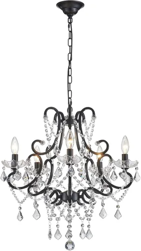 Miniatura 10 de ANJIADENGSHI Mini Candelabro de Cristal K9 Cristal Dorado para Sala de Estar, Dormitorio, Comedor, Isla de Cocina, Entrada, 5 Bombillas E12, Alto
