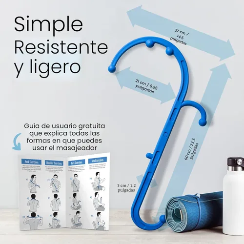 Miniatura 2 de LiBa Masajeador de Espalda y Cuello - Herramientas de Masaje de Puntos de Activación para Alivio del Dolor y Terapia de Gancho de Masaje Manual