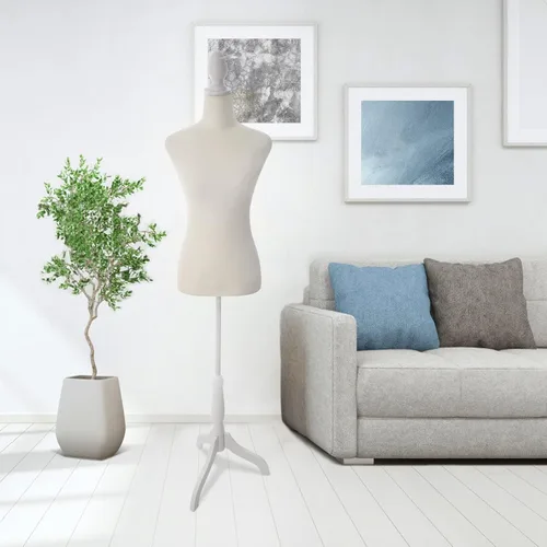 Miniatura 6 de Maniquí femenino con forma de torso y cuerpo de mujer con trípode ajustable para costura, para exhibición de vestidos, joyería (color beige)