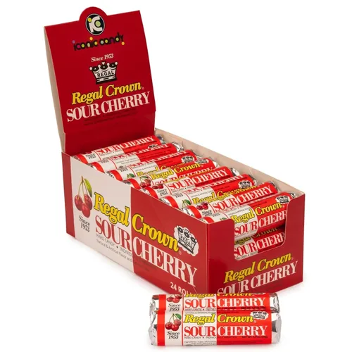 Regal Crown Rollos de caramelo de cereza agria | Caramelo tradicional de cerezas agrias | Caramelo duro de cereza agria a la antigua traído a ti por