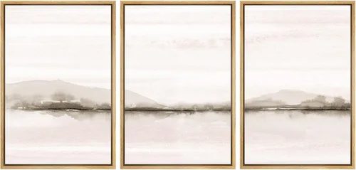 Miniatura 139 de SIGNWIN Lienzo enmarcado para pared, juego de arte tranquilo con reflejo de lago, acuarela, montaña y agua, ilustraciones modernas, arte abstracto