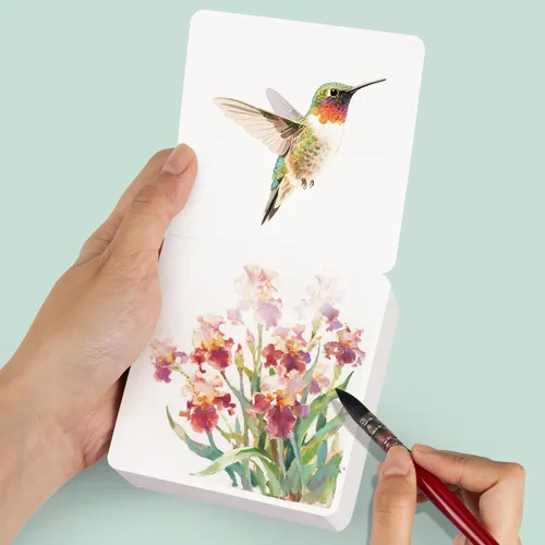 Miniatura 6 de Lightwish 60 hojas de mini cuaderno de bocetos de acuarela de 3.5 x 3.5 pulgadas, prensa caliente de 300 gsm/140 libras, cuaderno de pintura
