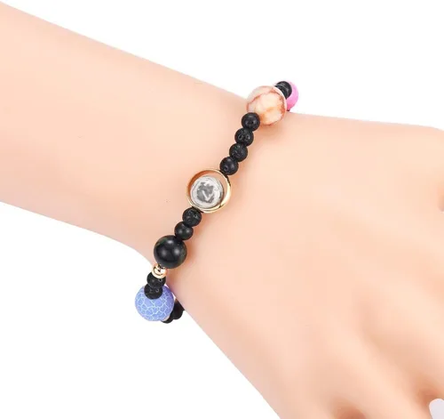 Miniatura 18 de Pulsera de cuentas de piedra para mujer, diseño de galaxia del universo de 8 planetas o 9 planetas en el sistema solar, pulseras de estrella