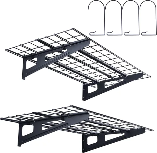 Miniatura 11 de VEVOR Estantería de garaje montada en la pared, estantes resistentes de 1 x 4 pies, estante de almacenamiento flotante de capacidad de carga de 400