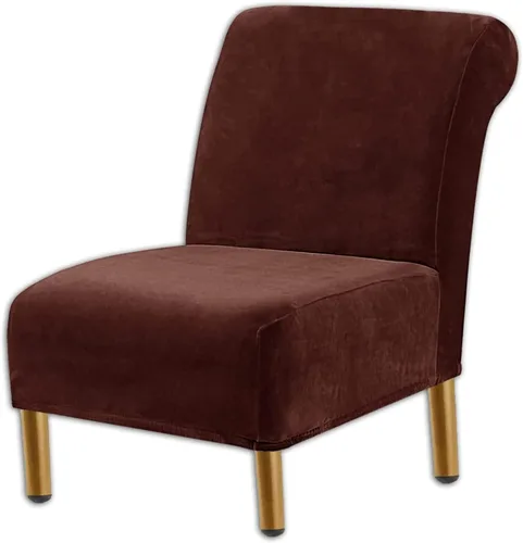 Miniatura 23 de Funda para silla decorativa sin brazos, de terciopelo elástico, extraíble, lavable, protector moderno de muebles con parte inferior elástica