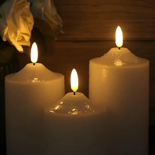 Miniatura 3 de Eldnacele Velas LED parpadeantes sin llama impermeables para exteriores con temporizador remoto, funciona con pilas, velas de plástico con mecha 3D