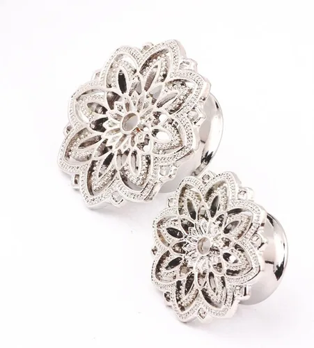 Miniatura 3 de Túneles de dilatadores para los oídos, joyería de calibre con forma de flor hueca de acero inoxidable, 2