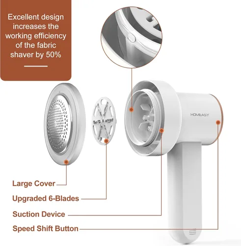 Miniatura 3 de Afeitadora de pelusa recargable HOMEASY, removedor de pelusa eléctrico con 3 cuchillas y pantalla digital LED, afeitadora de pelusa para suéter, Gris