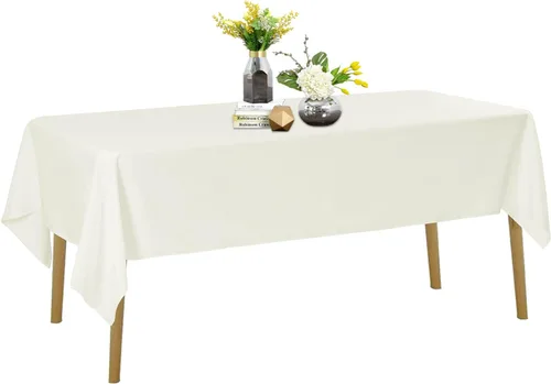 Miniatura 53 de Mantel de poliéster lavable de 90 pulgadas, resistente a las manchas y a las arrugas, mantel decorativo para mesa de comedor, fiestas de bufé y Negro