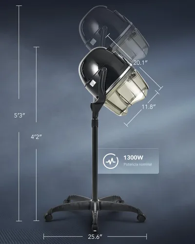Miniatura 6 de Secador de pelo profesional Y-NOT con altura ajustable, casco con soporte de pie con ruedas para salón de belleza y spa en casa