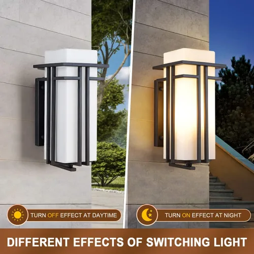 Miniatura 5 de Luz de Porche Exterior Montada en Pared Farol de Pared Impermeable Luminaria Exterior para Entradas, Patios, Garaje, Porche Delantero, Marco de Negro