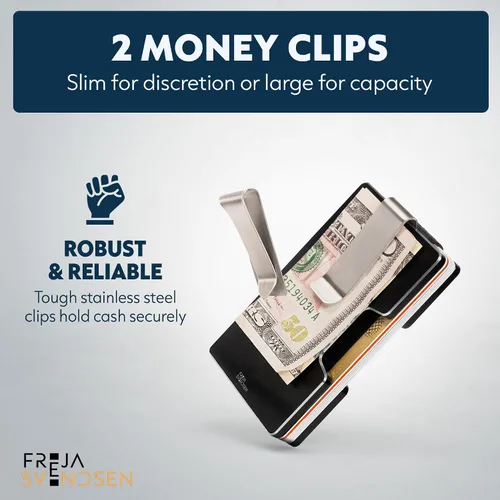Miniatura 4 de Cartera de aluminio impresa 2.5D para hombres: clip delgado para dinero y tarjetero con barniz selectivo táctil. Bloqueo RFID mejorado, compacto