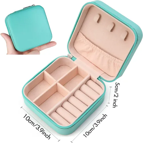 Miniatura 6 de Aoney Estuche de joyería de viaje, organizador de joyas pequeño, cajas de joyería para mujer, organizador de collares, bonita caja de joyería