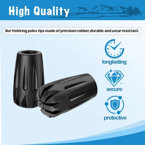 Miniatura 5 de Accesorios para bastones de trekking de repuesto duraderos de diamante negro, puntas de goma para bastones de senderismo para todos los bastones