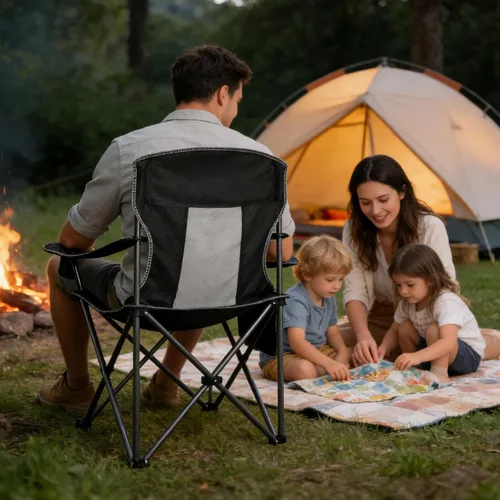 Miniatura 2 de Paquete de 2 sillas plegables de camping con respaldo alto, cómodas sillas grandes para exteriores para adultos, capacidad de 400 libras, silla