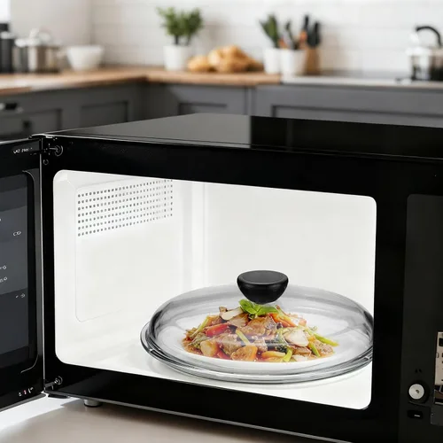 Miniatura 3 de LemonRoad Paquete de 3 cubiertas de vidrio para salpicaduras de microondas de 10 pulgadas para alimentos, cubierta de utensilios de cocina de vidrio