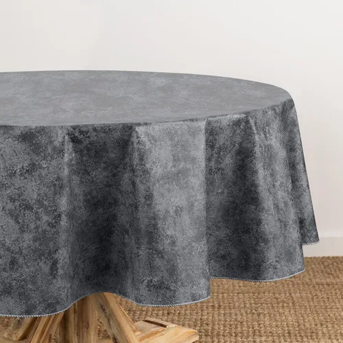 Miniatura 2 de Elrene Home Fashions Mesa Marble - Mantel de vinilo resistente al agua y a las manchas con reverso de franela, 60 pulgadas x 84 pulgadas, ovalado