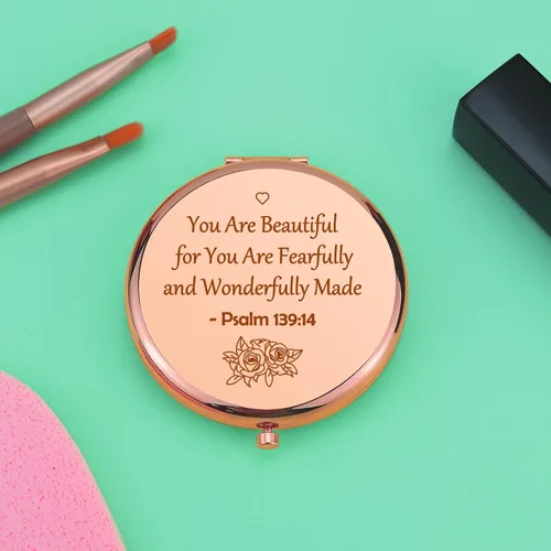 Miniatura 5 de Regalos cristianos inspiradores, versículos, regalos religiosos para niñas, hermanas y amigas, regalo de aliento para bautismo, espejo de maquillaje