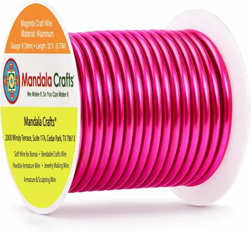 Miniatura 83 de Mandala Crafts - Alambre de aluminio anodizado de 8 calibre para hacer joyas - 9.75 m de alambre flexible negro colorido - Flexible para bonsái
