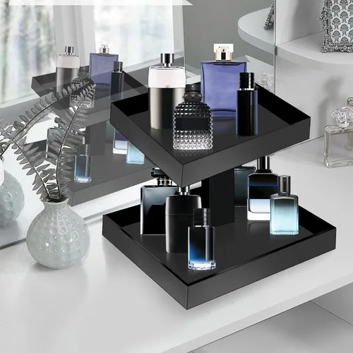 Miniatura 4 de YAGELI Organizador de Perfumes Negro para Hombres - Estante Organizador de Colonias Acrílico de 2 Niveles para Hombres, Almacenamiento de Tocador