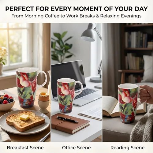 Miniatura 3 de DUSVALLY Taza de café de viaje de cerámica de 17 onzas con tapa, apta para microondas y lavavajillas, taza reutilizable para café con leche o té
