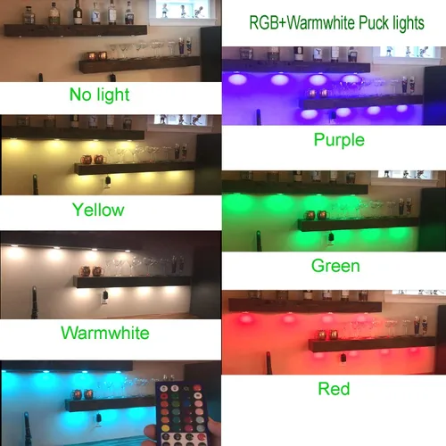 Miniatura 7 de AIBOO RGBWW - Kit de luces LED RGB + blanco cálido que cambia de color para Navidad debajo del gabinete, luces de disco remoto IR para cocina