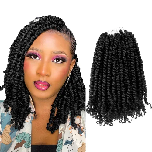 Miniatura 86 de BOHOBABE Cabello de Ganchillo Pre-retorcido Passion Twist de 14 Pulgadas Cabello Corto Ombré Gris Pre-enrollado de Ganchillo Passion Twist para Gris