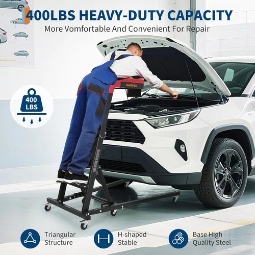 Miniatura 2 de Garvee Enredadera lateral superior, altura ajustable de 48 a 68 pulgadas, capacidad de 400 libras, enredadera automotriz superior alta con 6 ruedas