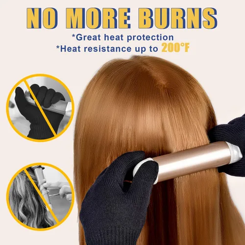 Miniatura 4 de IKOCO Guantes medianos a prueba de calor para peinar el cabello, 2 unidades para plancha plana, varita rizadora y cepillos de aire caliente