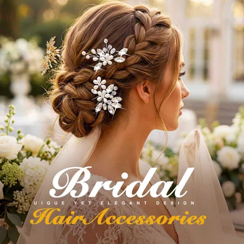 Miniatura 5 de JAKAWIN - Pinzas decorativas para el cabello de boda, accesorios para el cabello Dama de honor plata oro rosa pieza updo para mujer