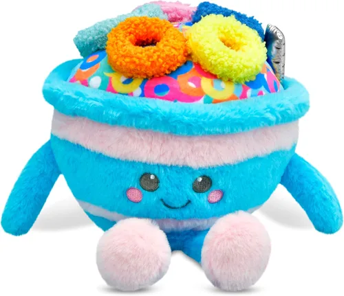 Miniatura 4 de iscream Juega con tu comida Kawaii Canela Bun bordado acento 8" x 9" almohada peluda