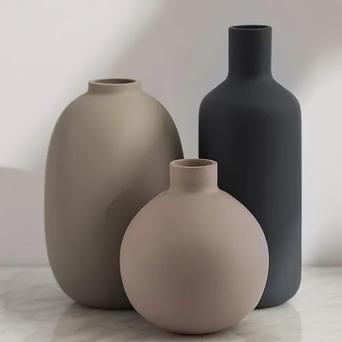 Smiletag - Jarrón de cerámica moderno de granja, neutral pequeño para mesa, sala de estar, estante, estantería y decoración de entrada, juego de 3