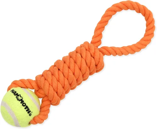 Miniatura 7 de Mammoth - Juguete de cuerda para masticar con pelotas de tenis, juguete interactivo de algodón y poliéster para perros, juguete interactivo