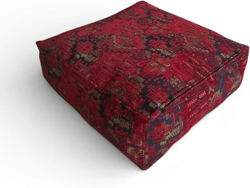 Kilim - Puf otomano estampado, hecho a mano, diseño étnico, para interiores y exteriores, cojín tradicional para suelo (22 x 22 x 8 pulgadas)