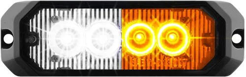 GG Grand General 81809 Luz estroboscópica LED blanca y ámbar/transparente (4 pulgadas rectangular ámbar y blanco 4, 14 modos, 9 ~ 36 V)