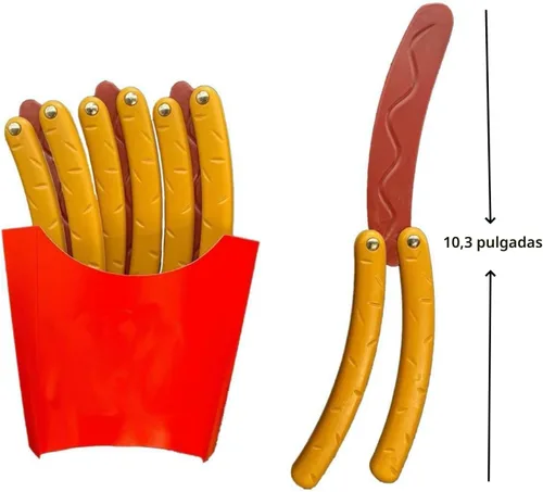 Miniatura 2 de RMISODO 2 piezas de juguete de navaja mariposa de perrito caliente, forma colorida y novedosa, hecho con tecnología de impresión 3D, resistente