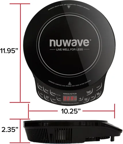 Miniatura 4 de Nuwave Placa de cocción de inducción Flex Precision, vidrio de cerámica inastillable de 10.25 pulgadas, bobina de calentamiento de 6.5 pulgadas, 45